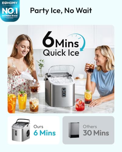 EUHOMY Portable Countertop Ice Maker with Self-Cleaning