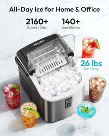 EUHOMY Portable Countertop Ice Maker with Self-Cleaning