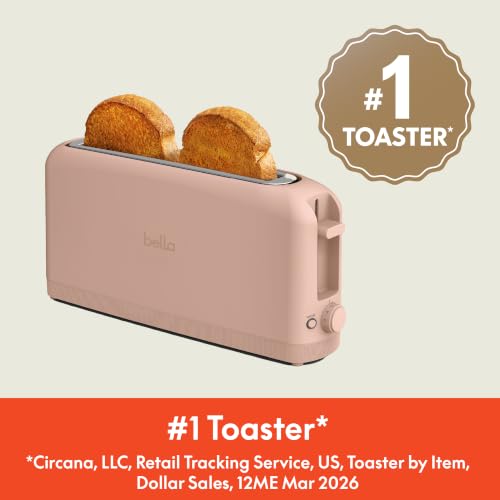 BELLA 2-Slice Slim Toaster for Compact Kitchen Spaces