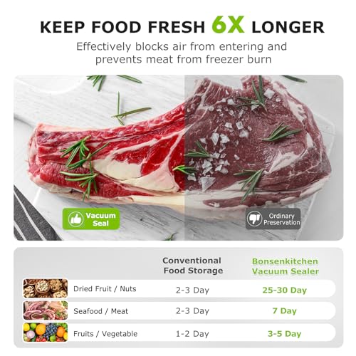 Bonsenkitchen Food Vacuum Sealer Machine for Fresh Storage