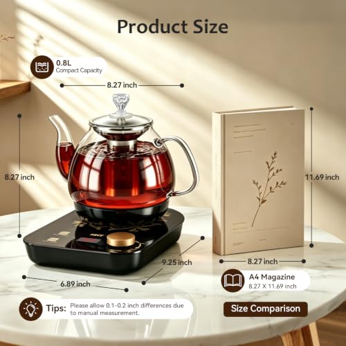 HHT 0.8L Electric Tea Maker with Infuser & Temp Control