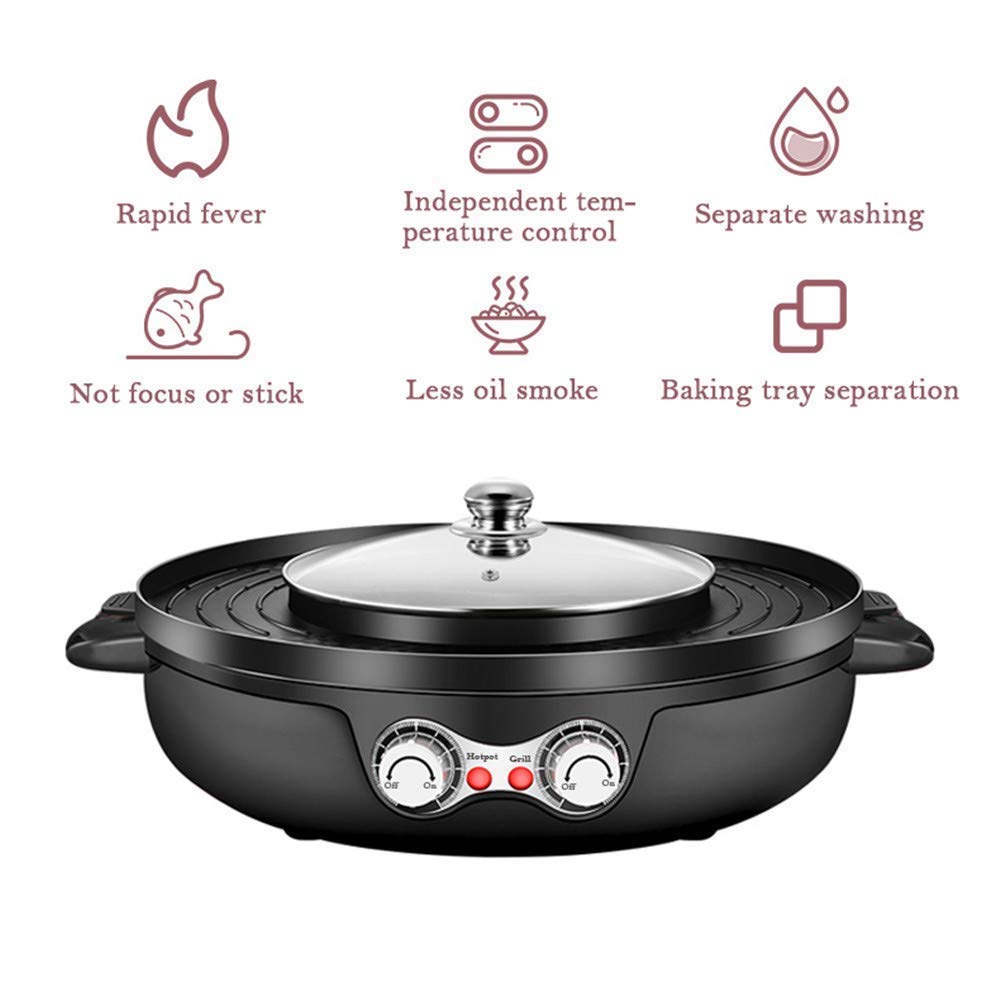 2-in-1 Smokeless Electric Grill & Hot Pot with Nonstick Tray