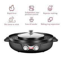 2-in-1 Smokeless Electric Grill & Hot Pot with Nonstick Tray