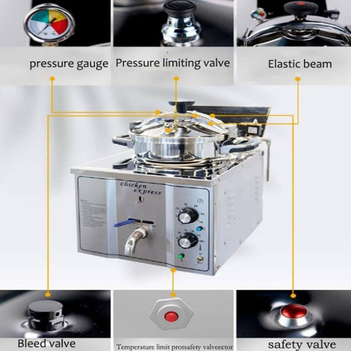 HYUIO 16L Commercial Electric Pressure Fryer