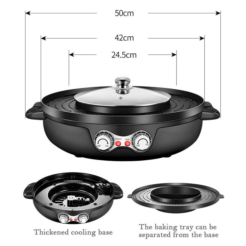2-in-1 Smokeless Electric Grill & Hot Pot with Nonstick Tray