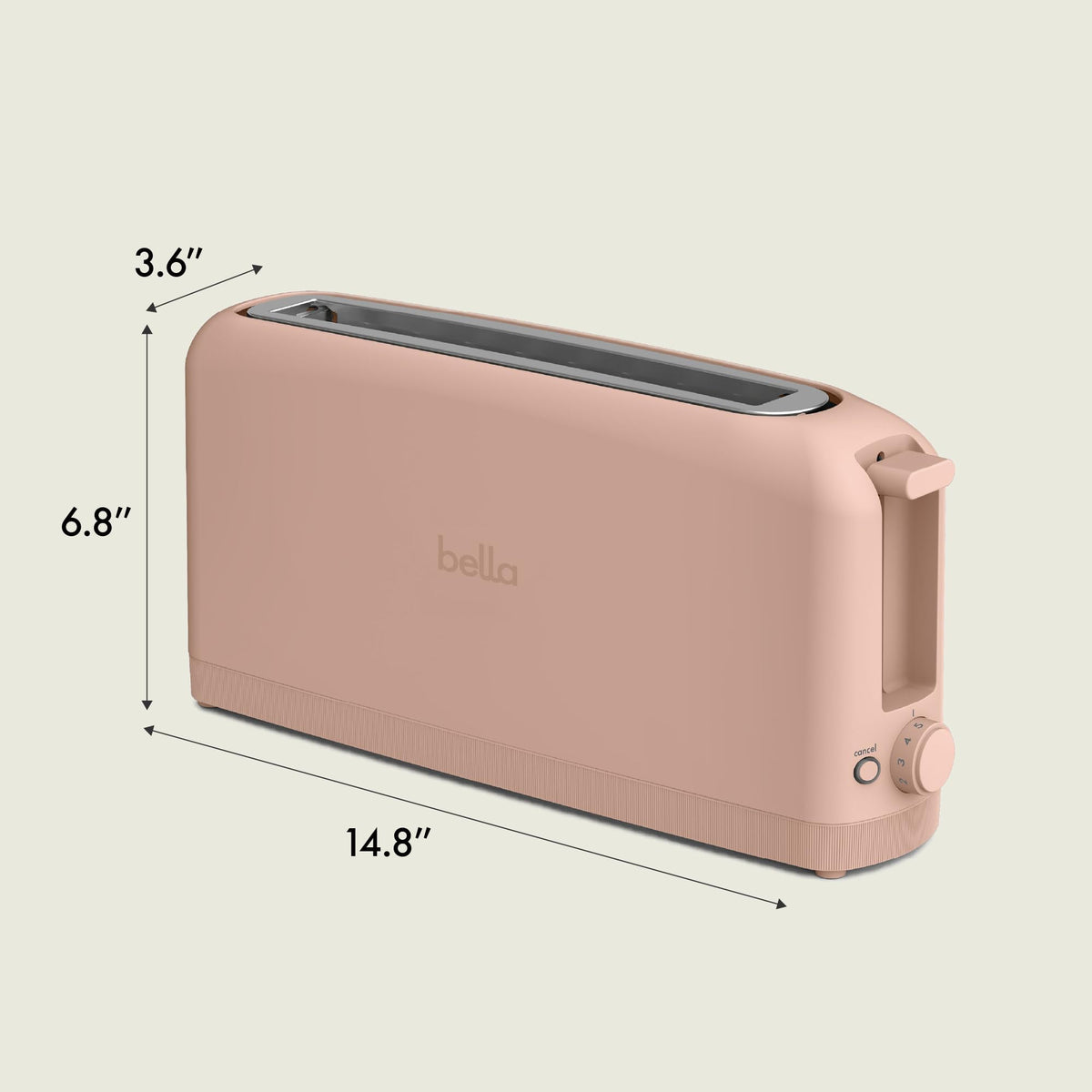 BELLA 2-Slice Slim Toaster for Compact Kitchen Spaces