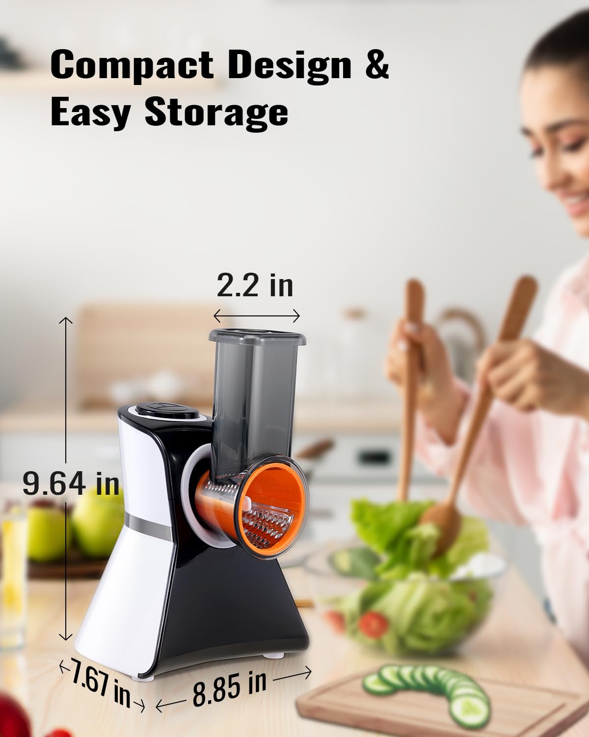 5-in-1 Electric Salad Shooter, Slicer & Cheese Grater