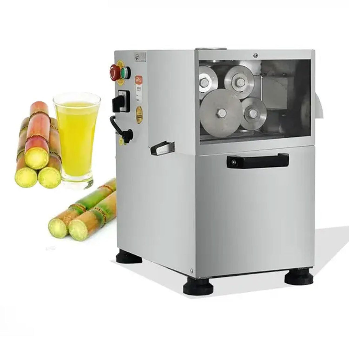800W Commercial Sugarcane Juicer with 4-Roller Press