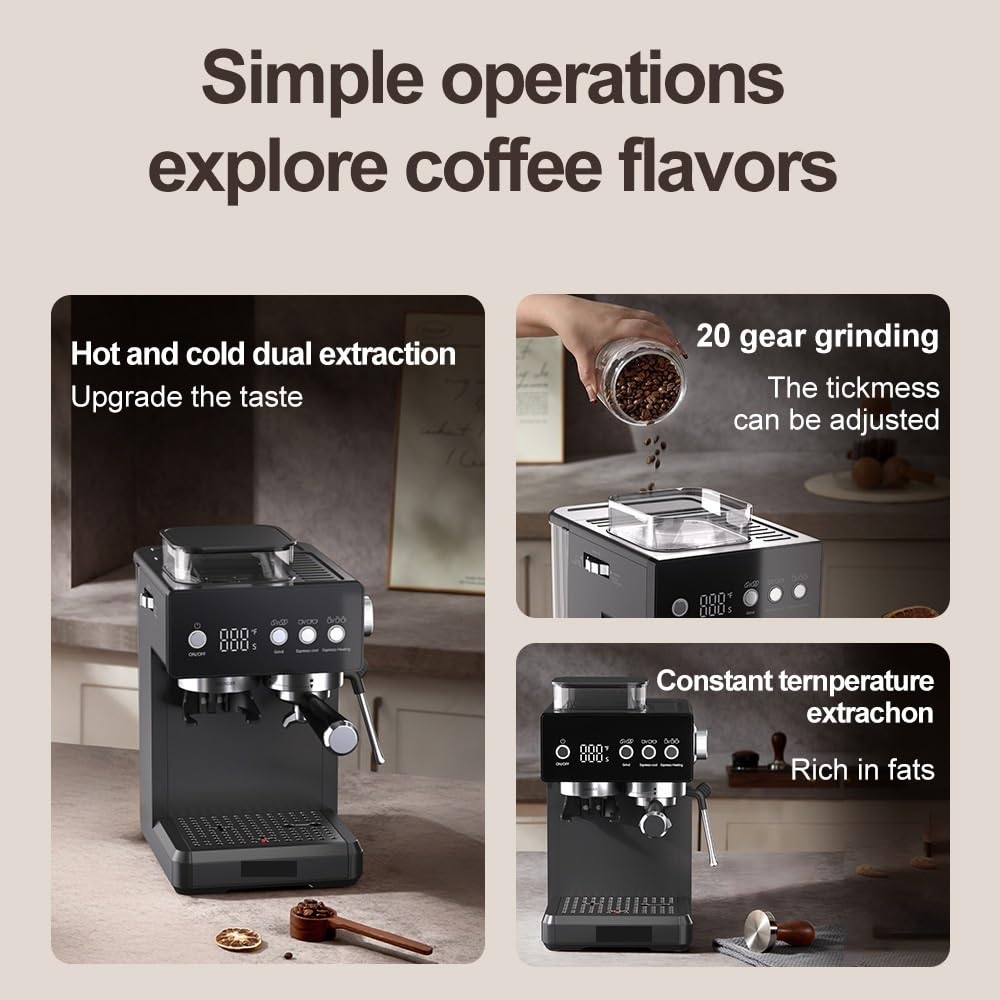 KZOFGUHCM Semi-Automatic Coffee Machine with Grinder