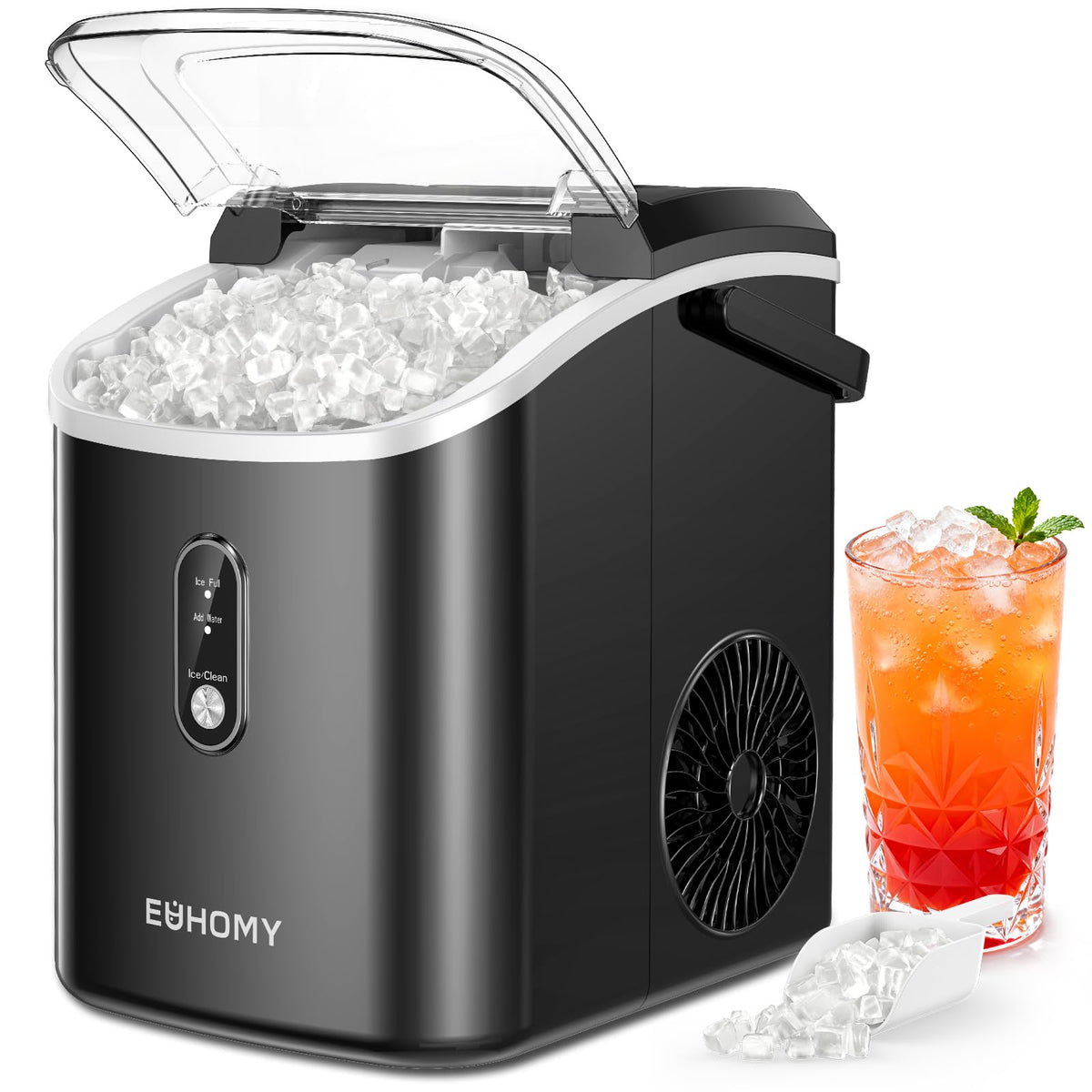 EUHOMY Nugget Ice Maker with Handle for Countertops