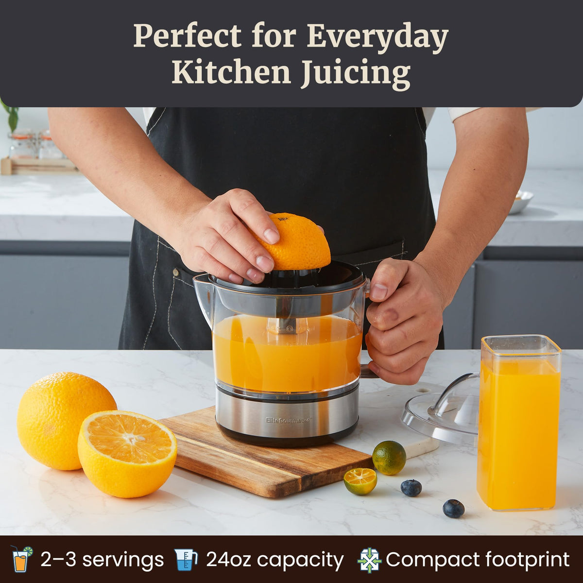 Elite Gourmet Electric Citrus Juicer for Fresh Juice
