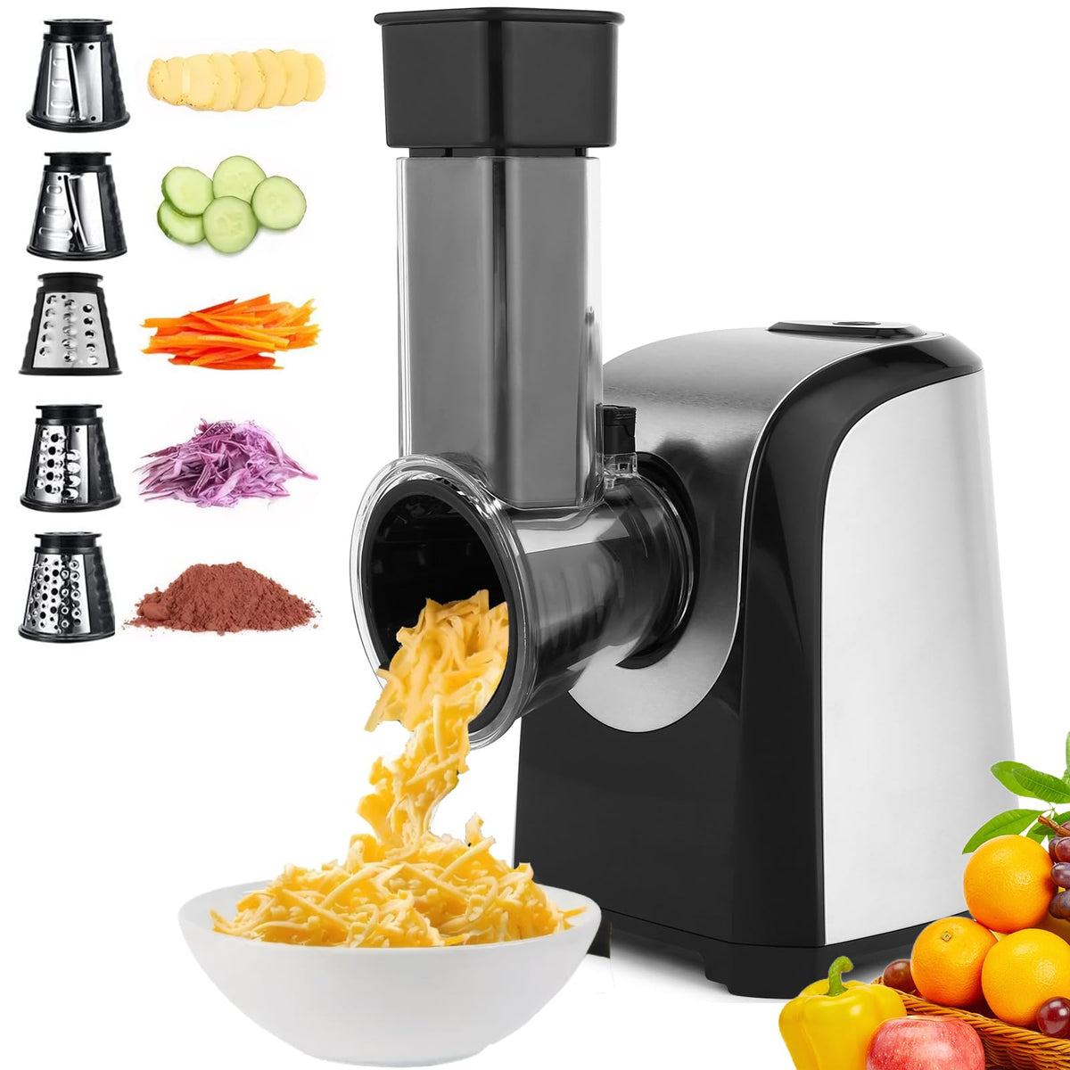 5-in-1 Electric Cheese Grater, Slicer & Shredder