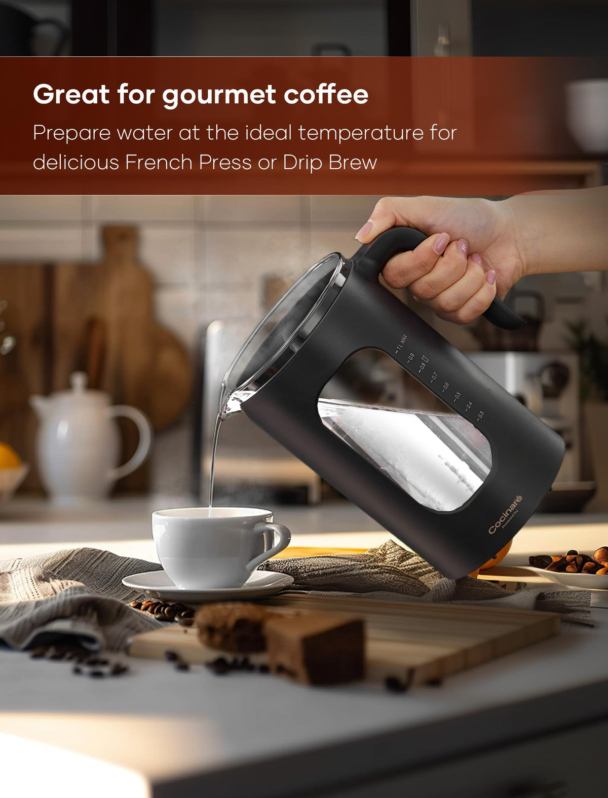 INTASTING 1L Electric Tea Kettle with Infuser & Temp Control