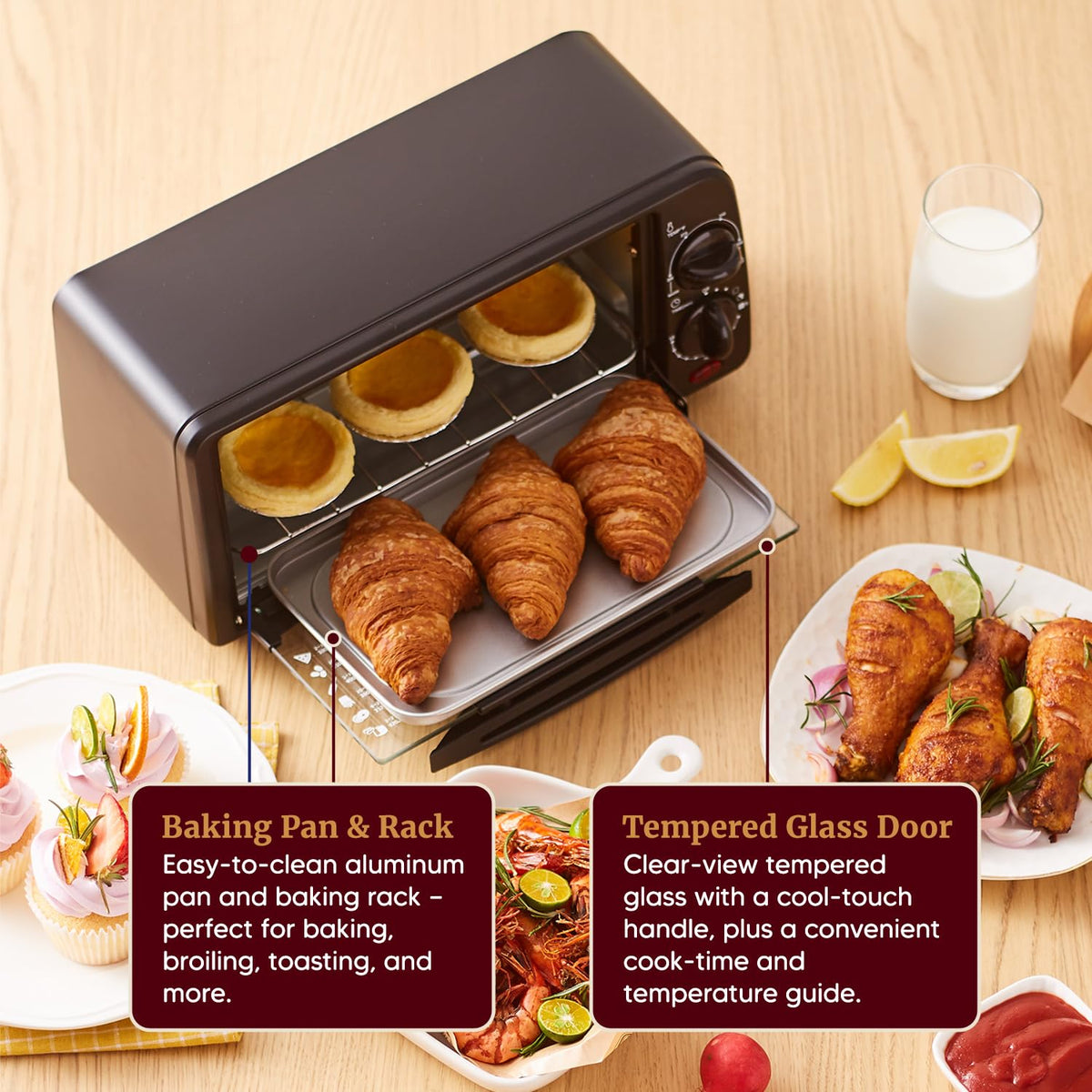 Elite Gourmet ETO449 9L 4-Slice Countertop Toaster Oven