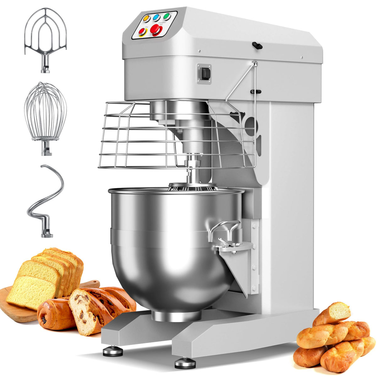 Ekway 60Qt 3500W Commercial Stand Mixer with 3 Speeds