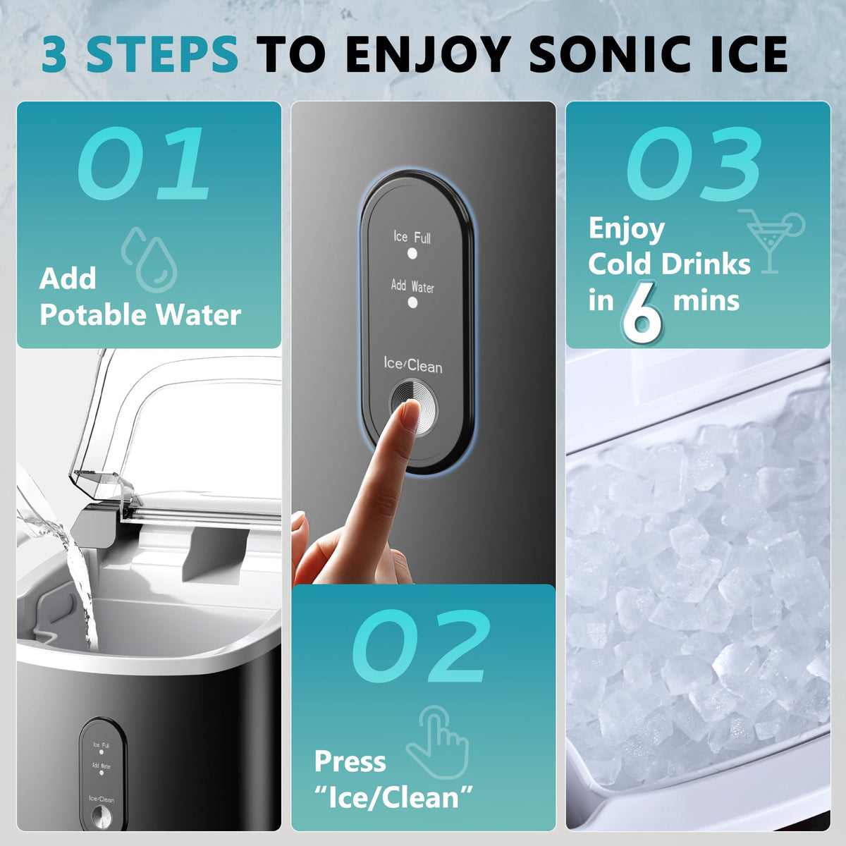 EUHOMY Nugget Ice Maker with Handle for Countertops