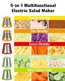 5-in-1 Electric Salad Shooter, Slicer & Cheese Grater
