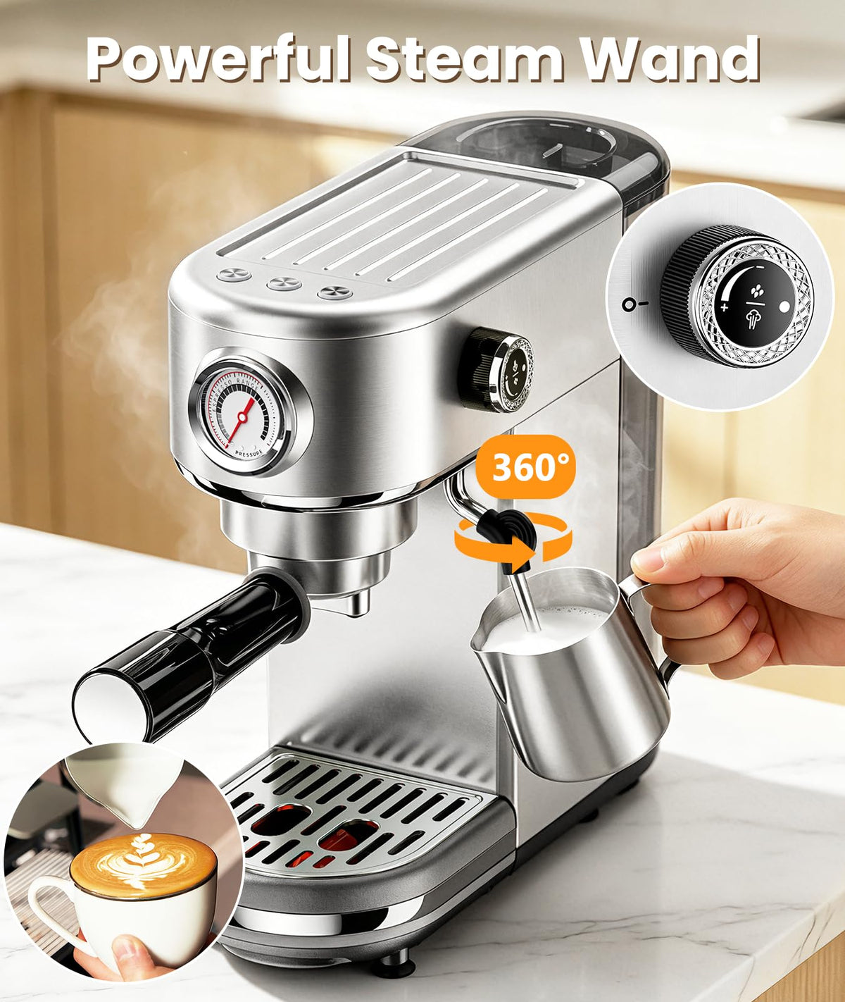 Atatix 20-Bar Espresso Machine with Milk Frother