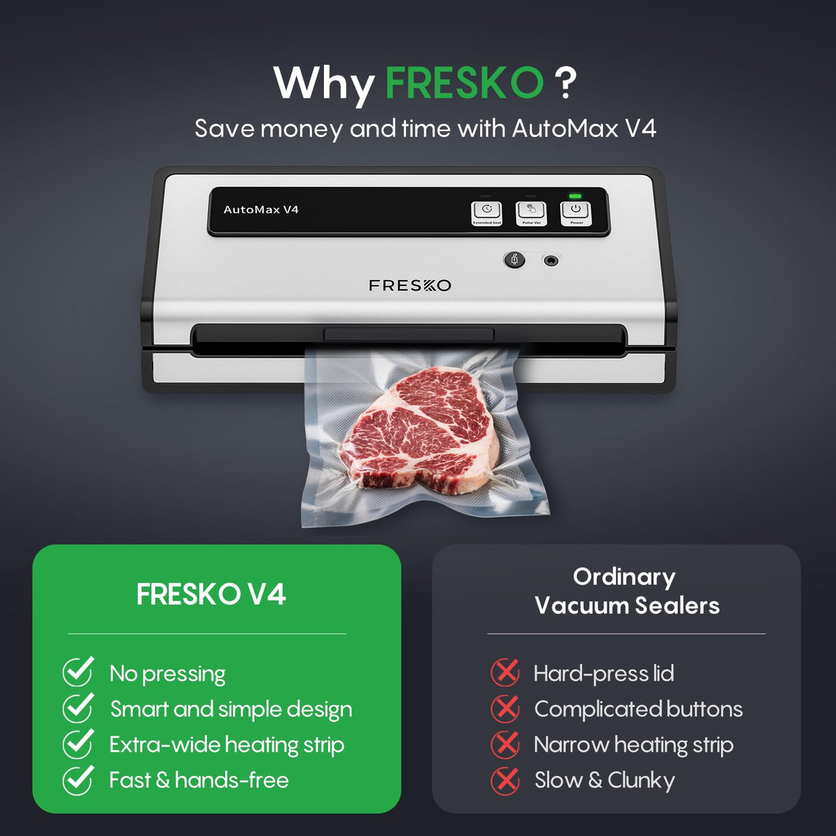 Automatic Vacuum Sealer with Double Heat Seal & Jar Kit