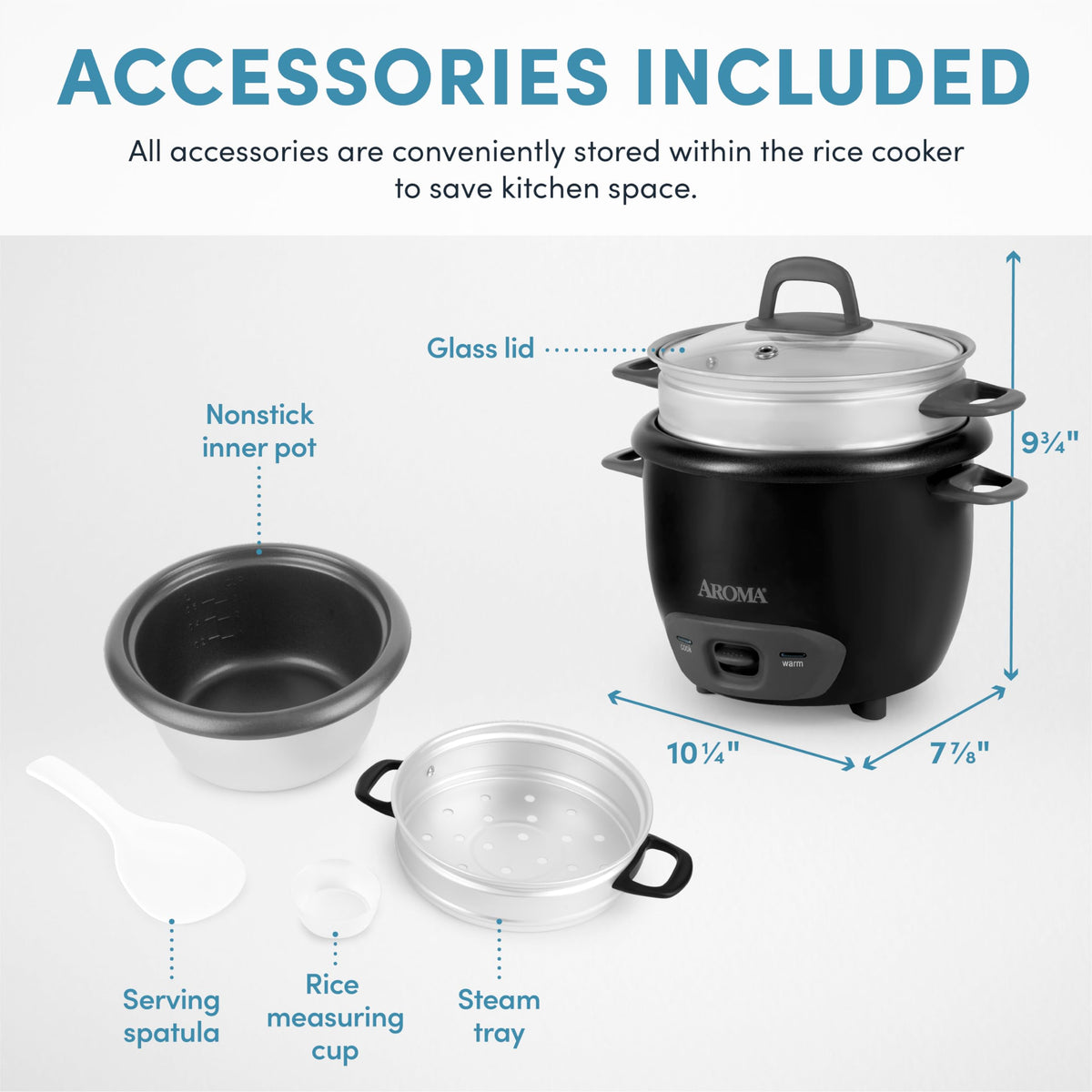 Aroma ARC-743-1NGR 6-Cup Rice Cooker & Food Steamer