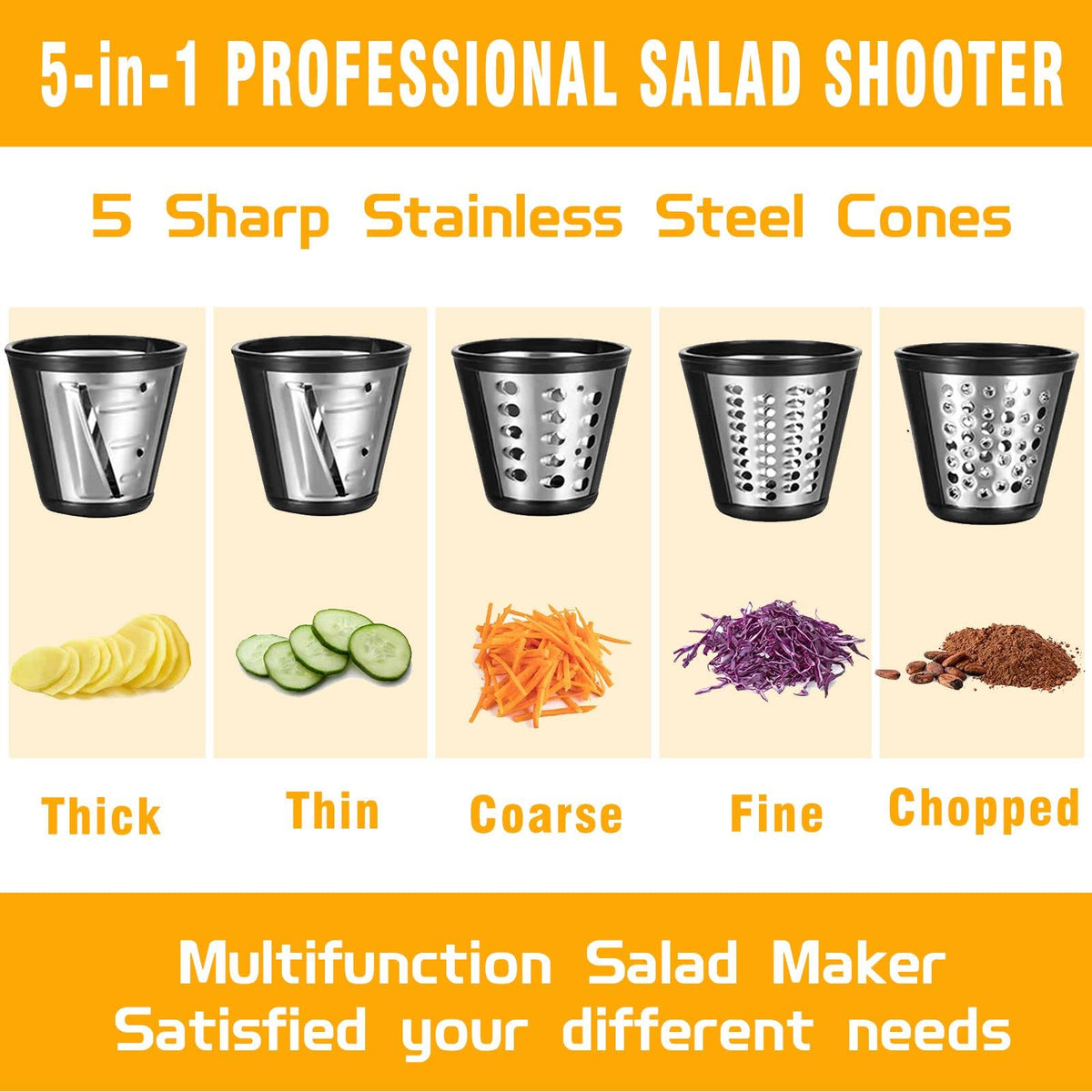5-in-1 Electric Cheese Grater, Slicer & Shredder