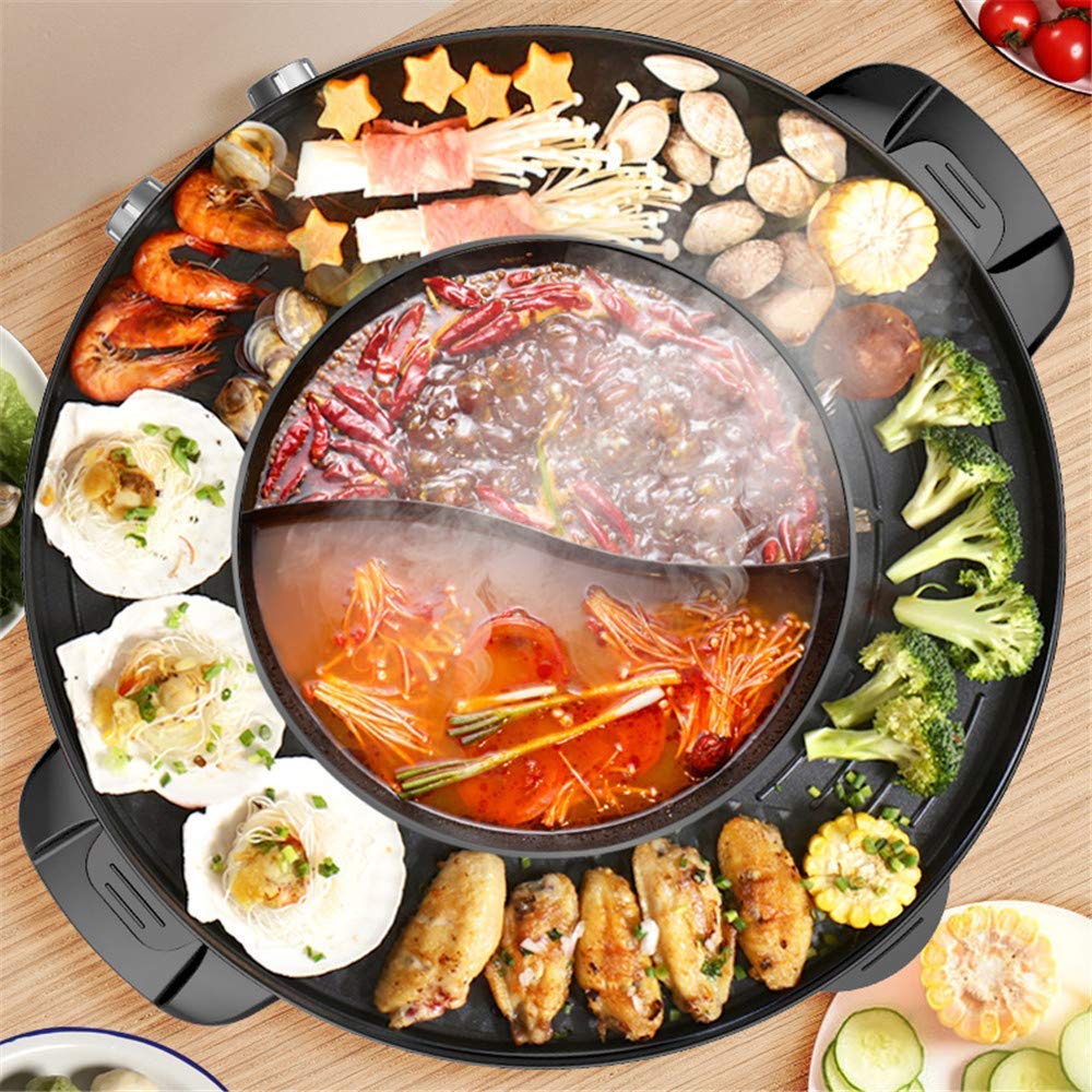 2-in-1 Smokeless Electric Grill & Hot Pot with Nonstick Tray