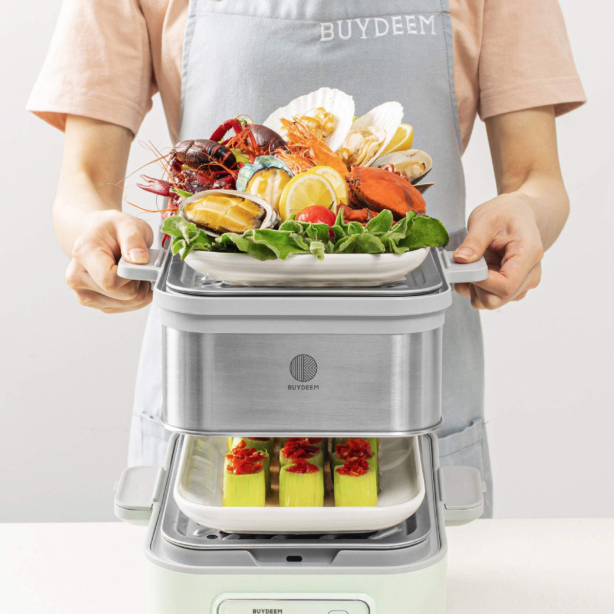 BUYDEEM 5-Quart Digital Food Steamer with One-Touch Control