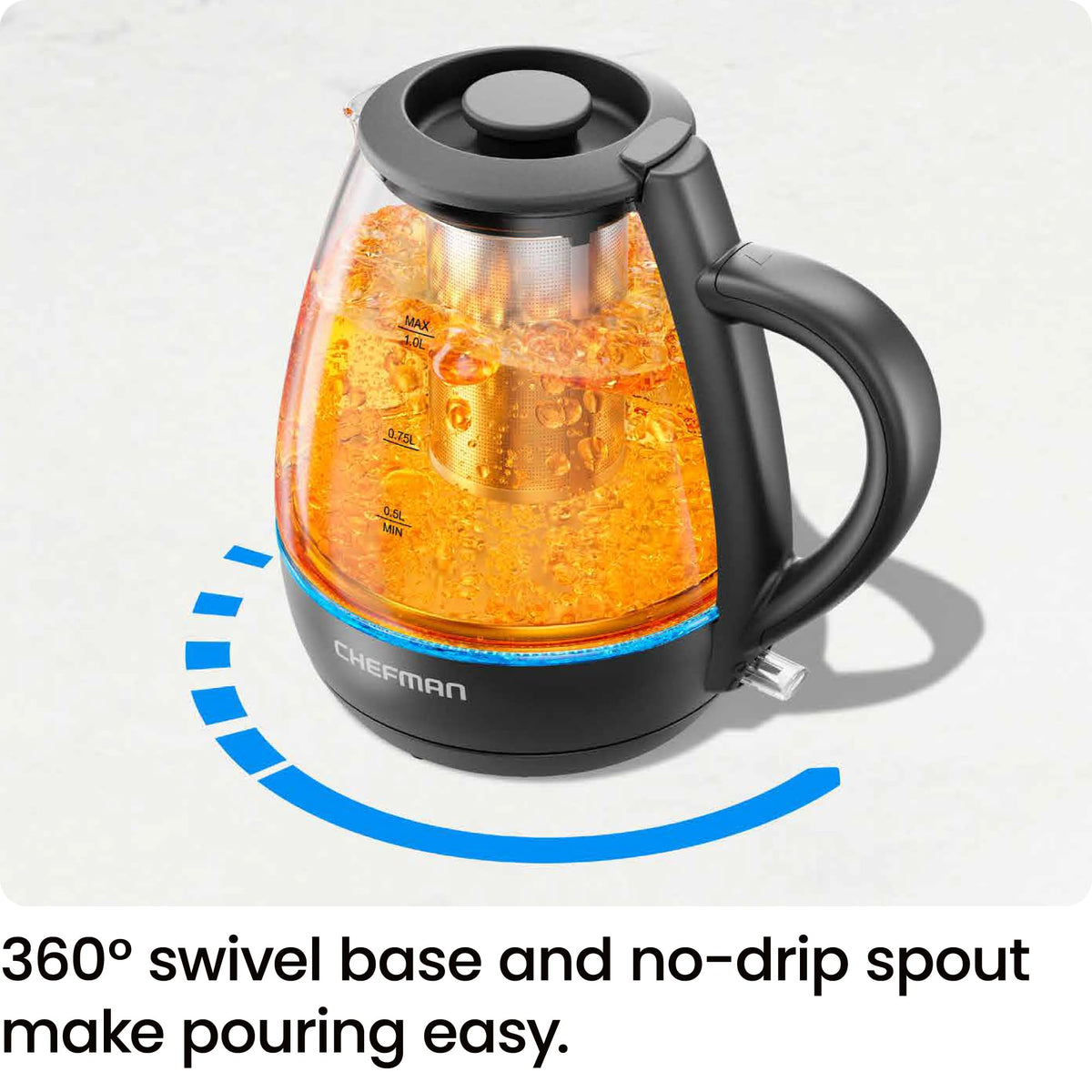 Chefman Electric Tea Kettle with Built-In Infuser