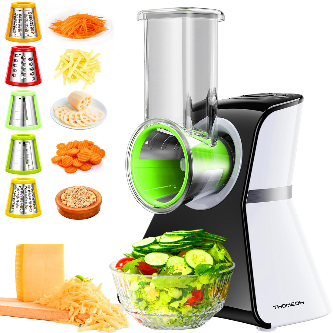 5-in-1 Electric Salad Shooter, Slicer & Cheese Grater