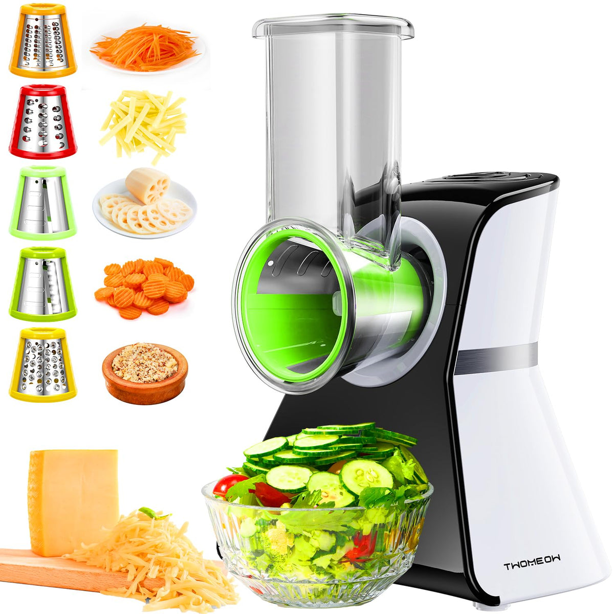 5-in-1 Electric Salad Shooter, Slicer & Cheese Grater