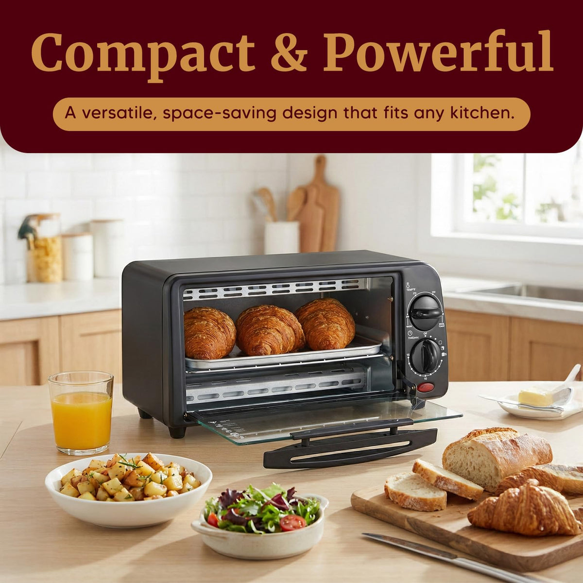 Elite Gourmet ETO449 9L 4-Slice Countertop Toaster Oven