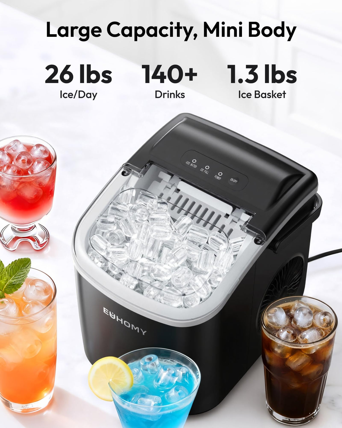 EUHOMY BBS186 Portable Countertop Ice Maker Machine