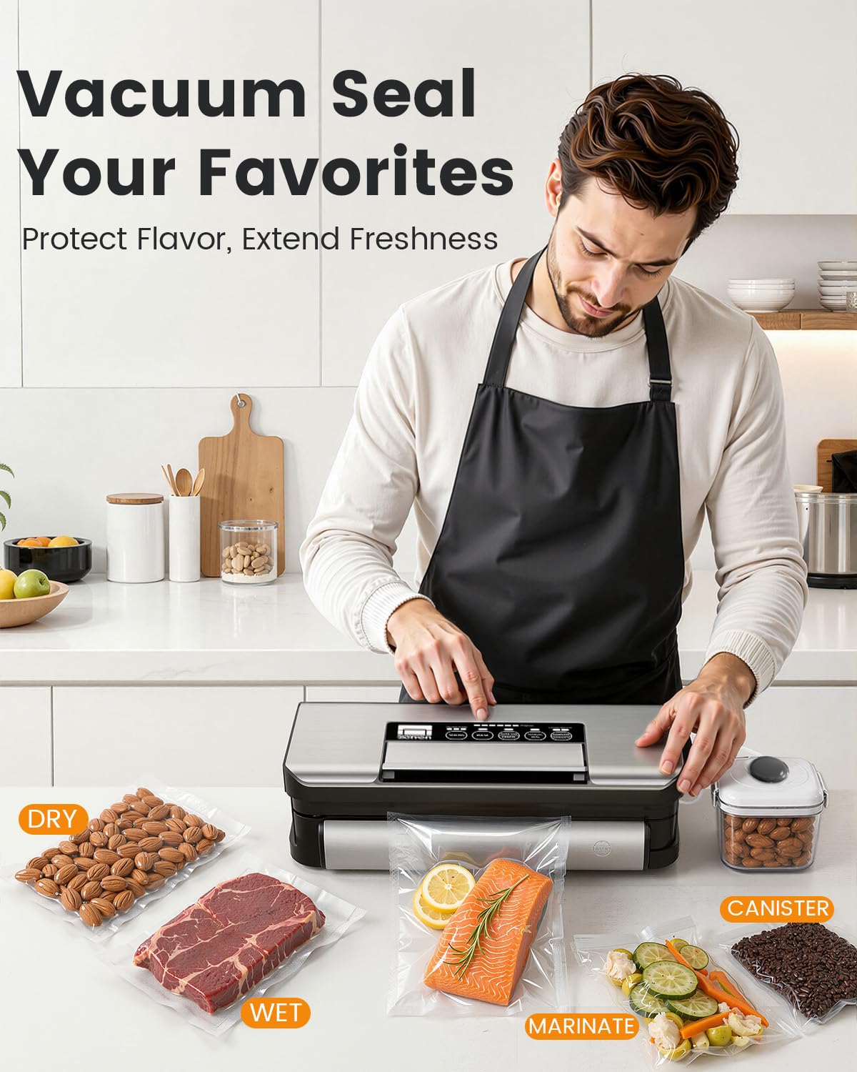 90kPa Food Vacuum Sealer with Cutter & Roll Storage