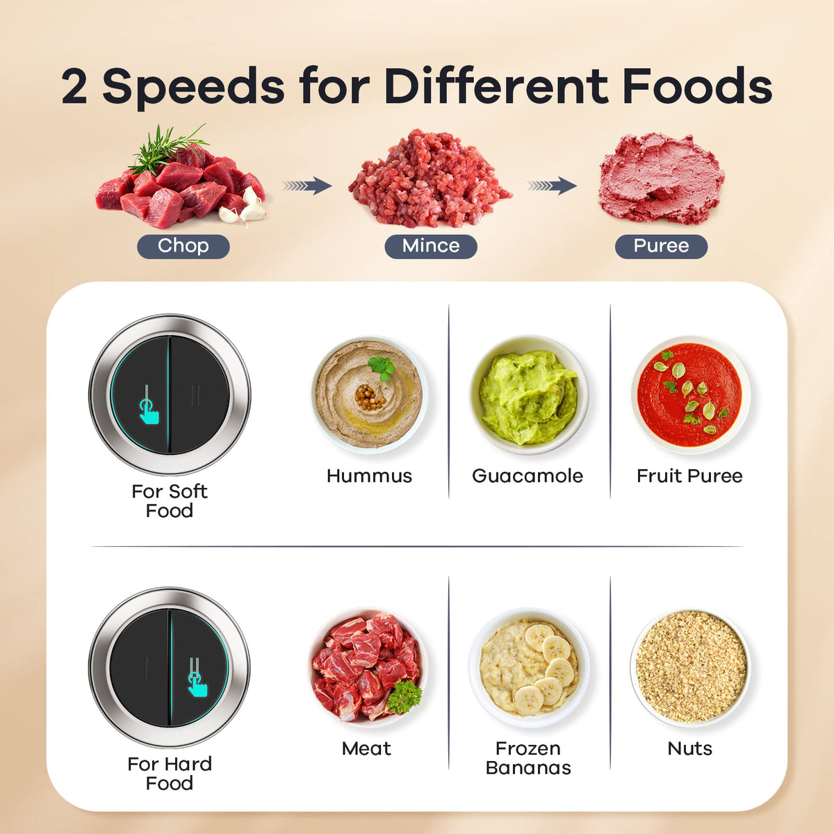 Ganiza 450W Food Processor & Vegetable Chopper with 2 Bowls