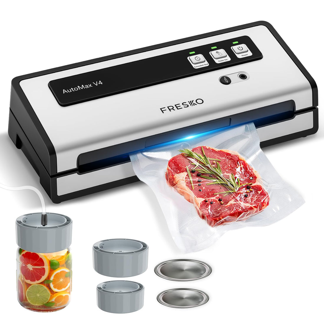 Automatic Vacuum Sealer with Double Heat Seal & Jar Kit