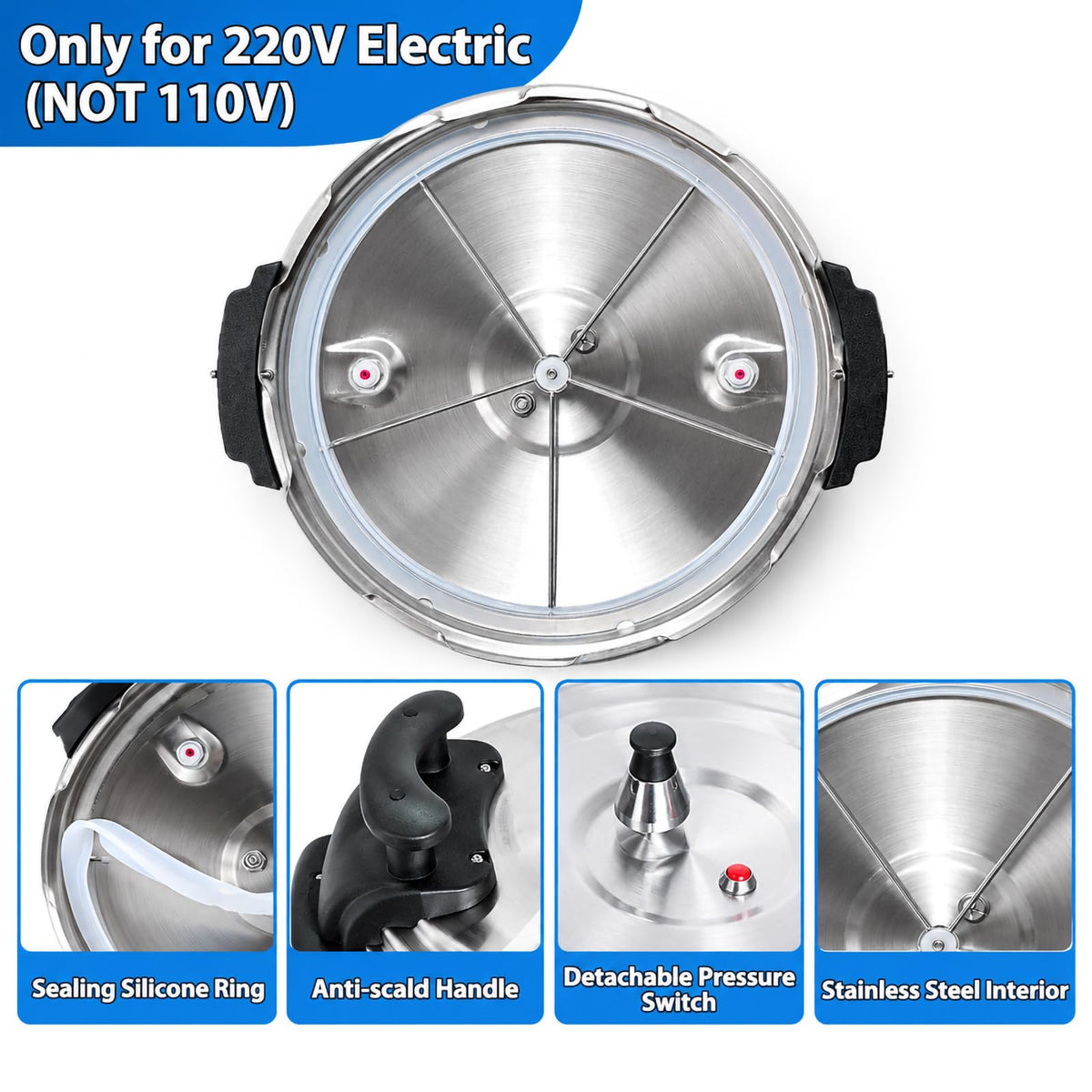 220V Commercial Electric Pressure Cooker 8L–65L Capacity