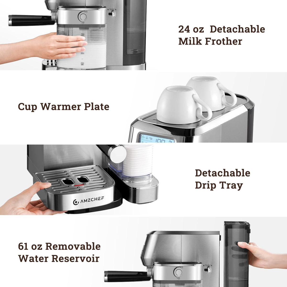 AMZCHEF Espresso Machine with Automatic Milk Frother
