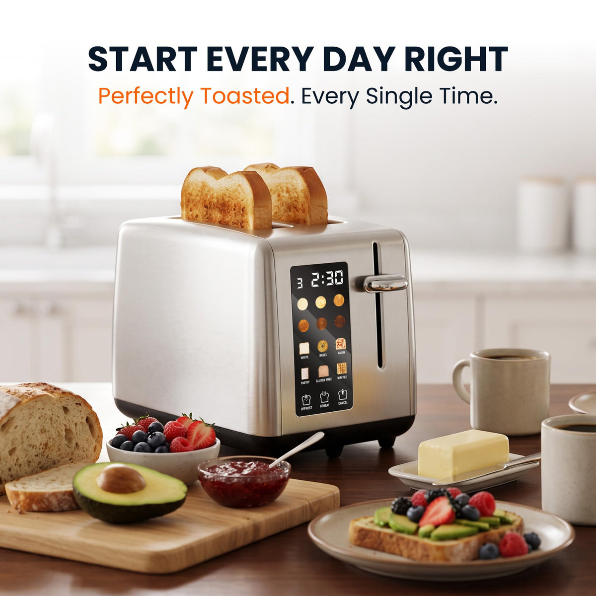 Elite Gourmet ECT2899 2-Slice LCD Touch Toaster