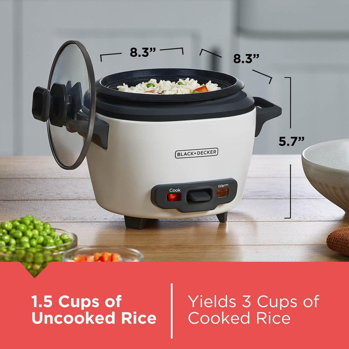 BLACK+DECKER RC503 3-Cup Compact Rice Cooker