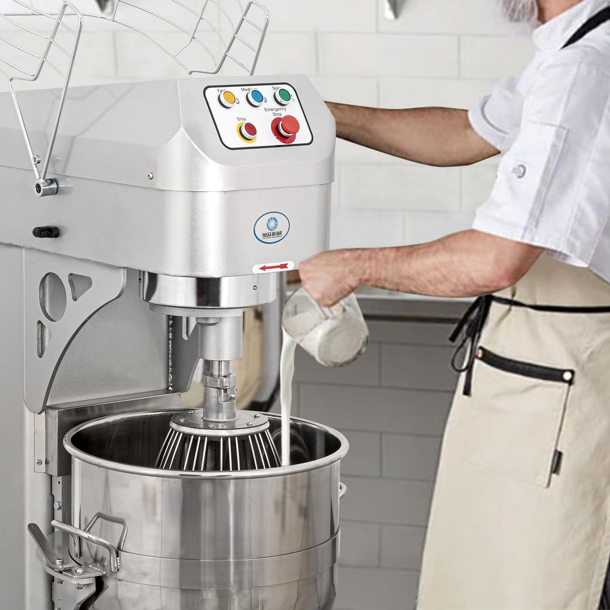 Ekway 60Qt 3500W Commercial Stand Mixer with 3 Speeds