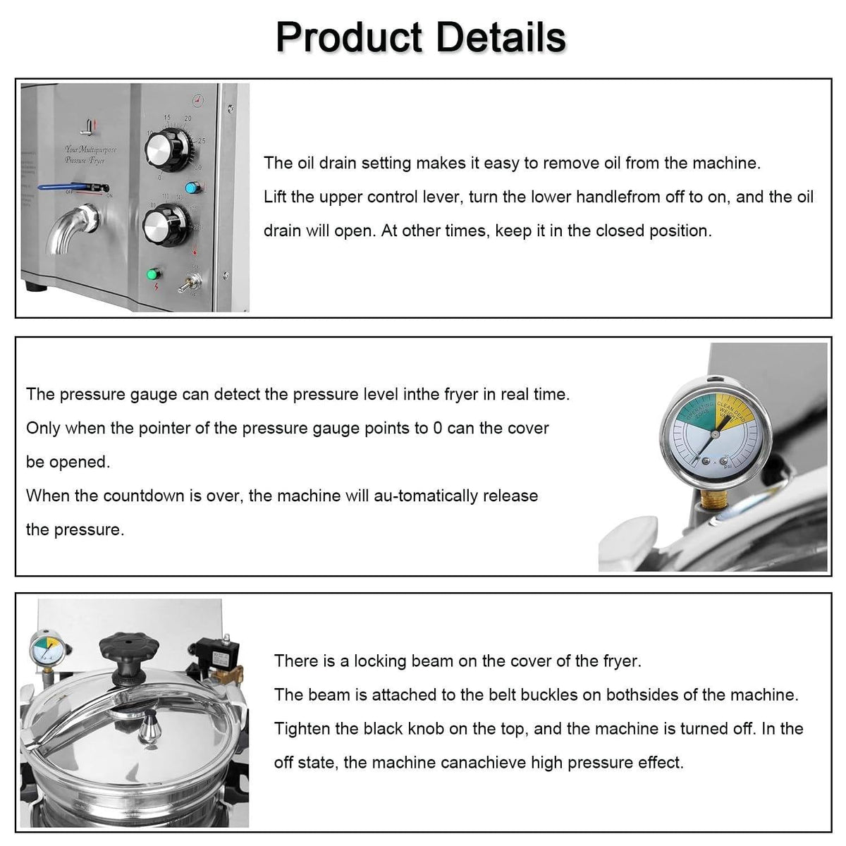 HYUIO 16L Commercial Electric Pressure Fryer
