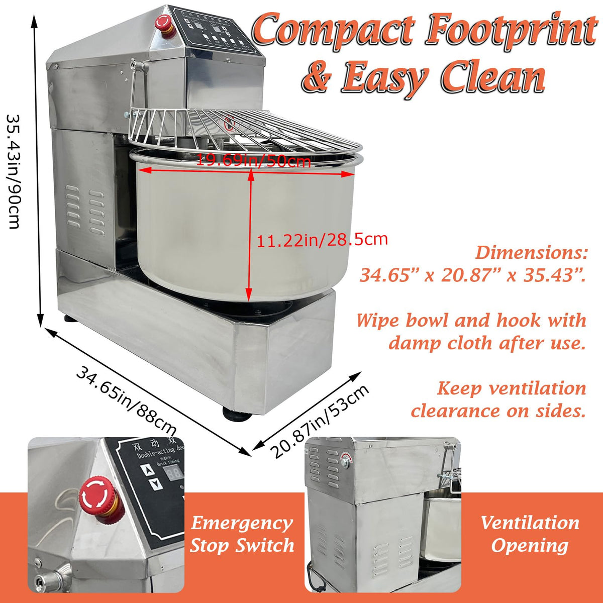 Banfluxion 50L Commercial Spiral Dough Mixer
