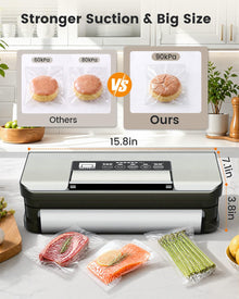90kPa Food Vacuum Sealer with Cutter & Roll Storage