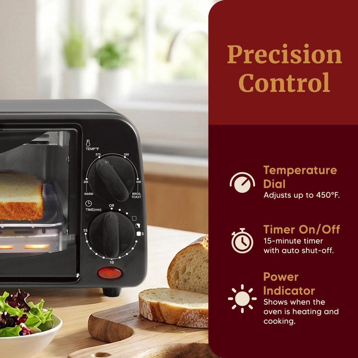 Elite Gourmet ETO449 9L 4-Slice Countertop Toaster Oven