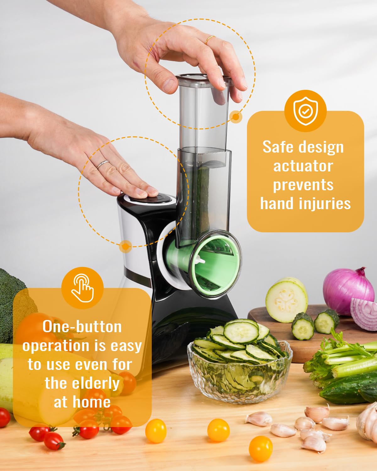 5-in-1 Electric Salad Shooter, Slicer & Cheese Grater