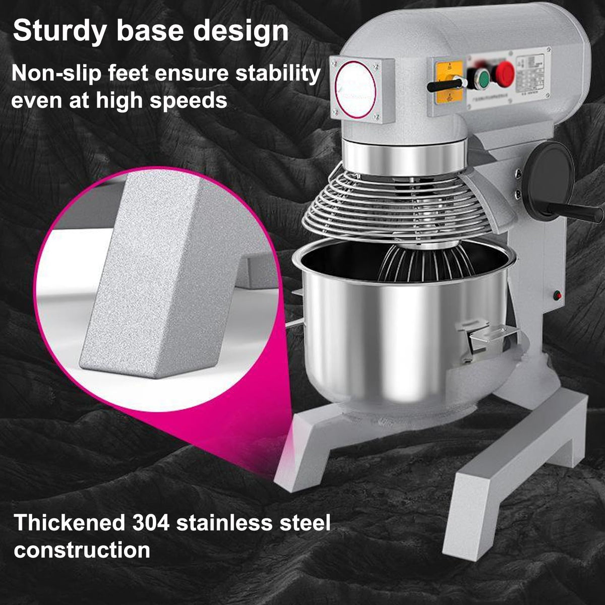 Heavy-Duty Commercial Stand Mixer with Stainless Steel Bowl