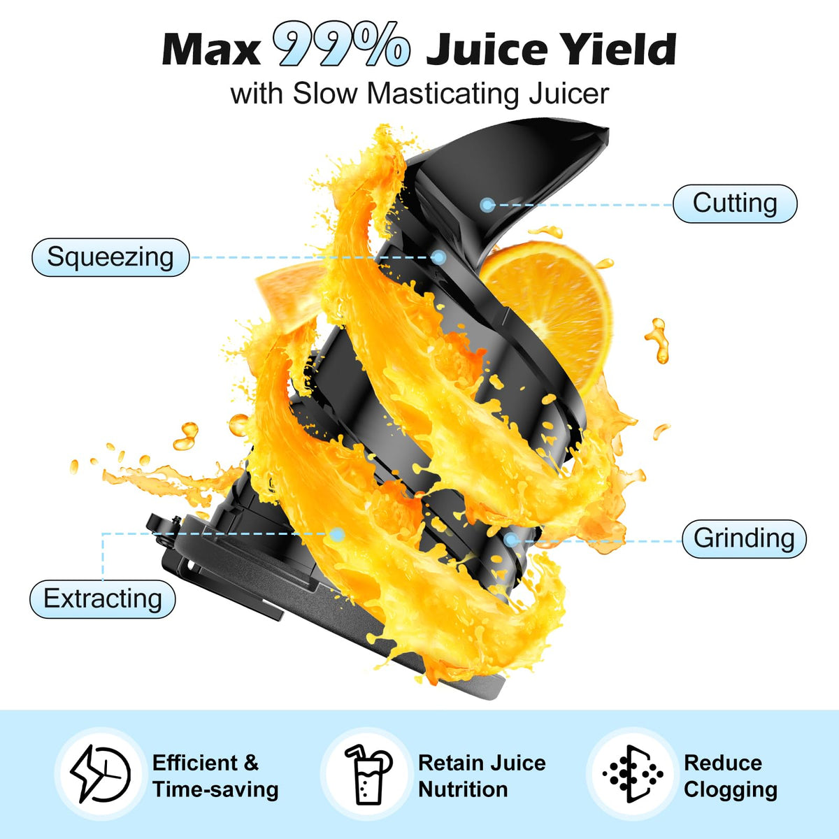 400W Cold Press Juicer with 5.8-Inch Wide Chute