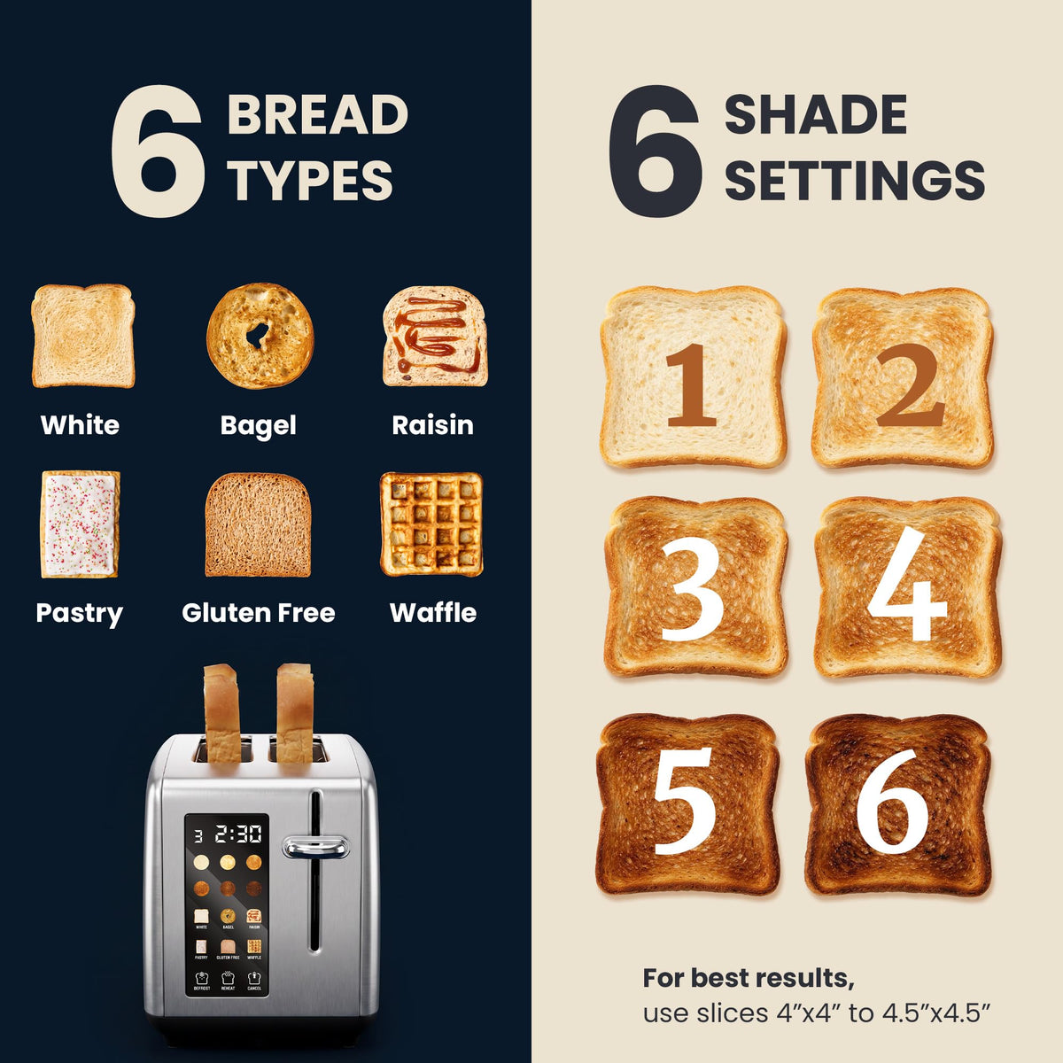 Elite Gourmet ECT2899 2-Slice LCD Touch Toaster
