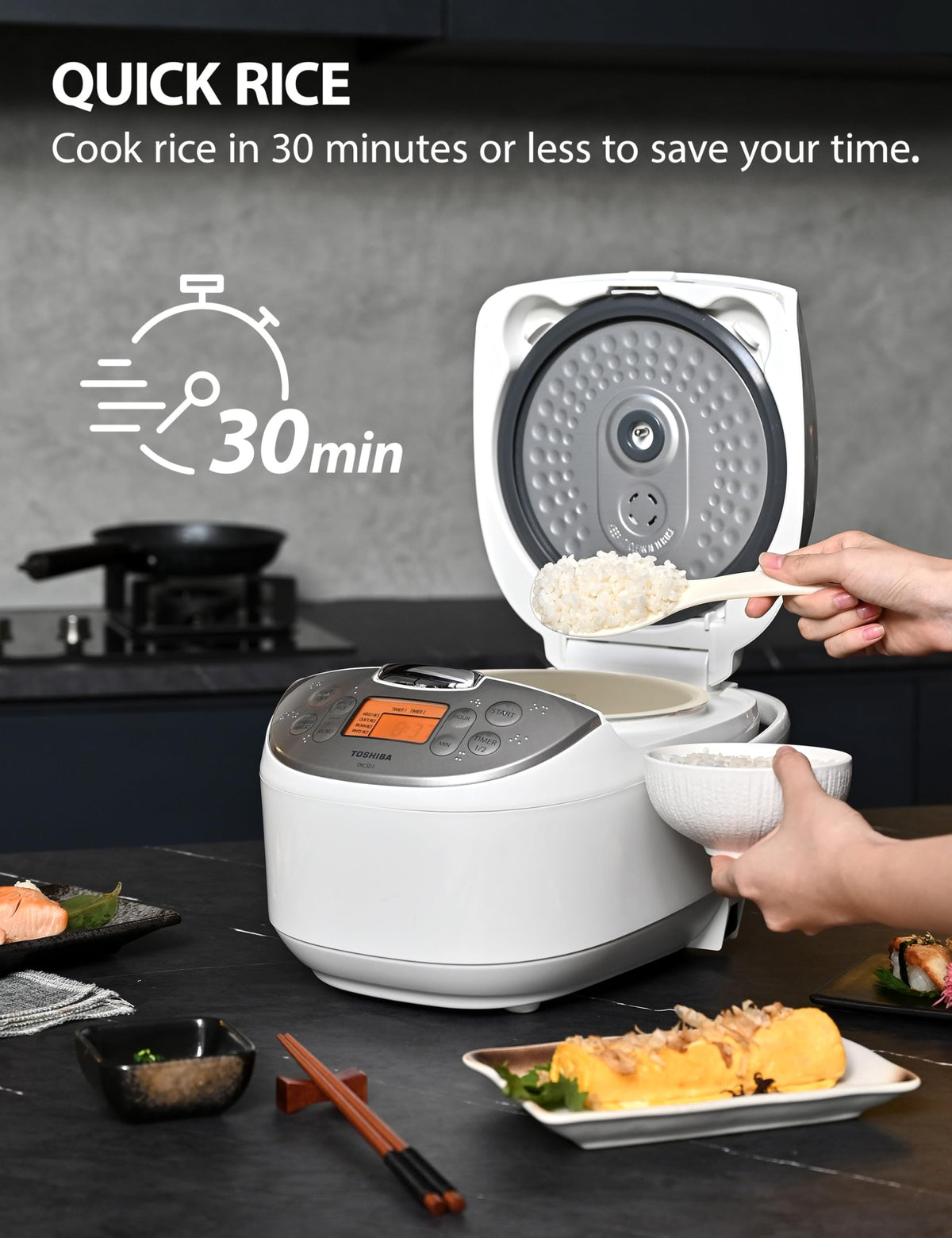 TOSHIBA Digital Rice Cooker for Everyday Meal Prep