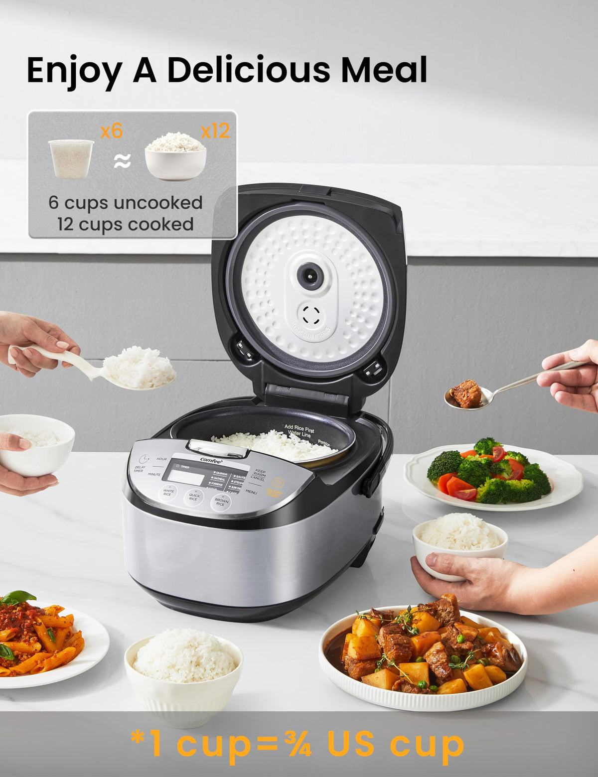 COMFEE' Digital Rice Cooker for Everyday Meal Prep